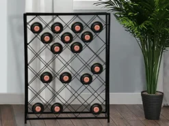 Casier à Vin 32 Bouteilles - L.55 X H.71 Cm - Métal - Noir - BOLINAR