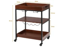 Desserte De Cuisine Style Industriel Chariot De Rangement à 3 Niveaux à Roulettes Verrouillables 60x45x85 Cm 20_0000528 -Herman Miller Magasin accessoire et rangement cuisine 12260185