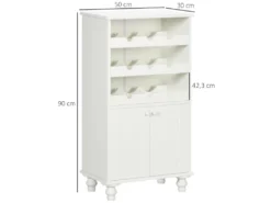 Buffet 2 Portes Casier 9 Bouteilles Intégré Piètement Bois De Pin MDF Panneaux Blanc -Herman Miller Magasin accessoire et rangement cuisine 12446107