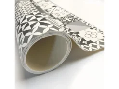 Tapis Vinyle Large L120xH200cm - Ciment Style Gris - Vinyle