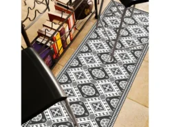 Tapis Vinyle Médium Bis L 50xL200cm - Carreaux De Ciment Faustine Gris - Vinyle