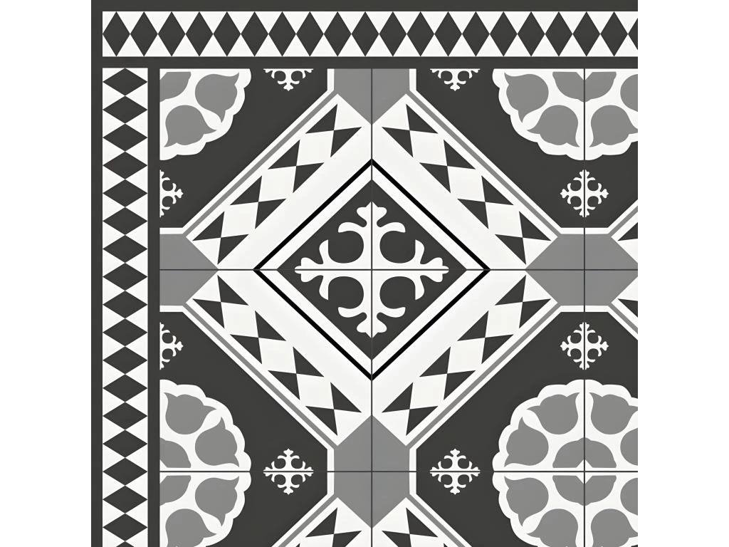 Tapis Vinyle Médium Bis L 50xL200cm - Carreaux De Ciment Faustine Gris - Vinyle 3 Tapis Vinyle Médium Bis L 50xL200cm - Carreaux De Ciment Faustine Gris - Vinyle – Image 3