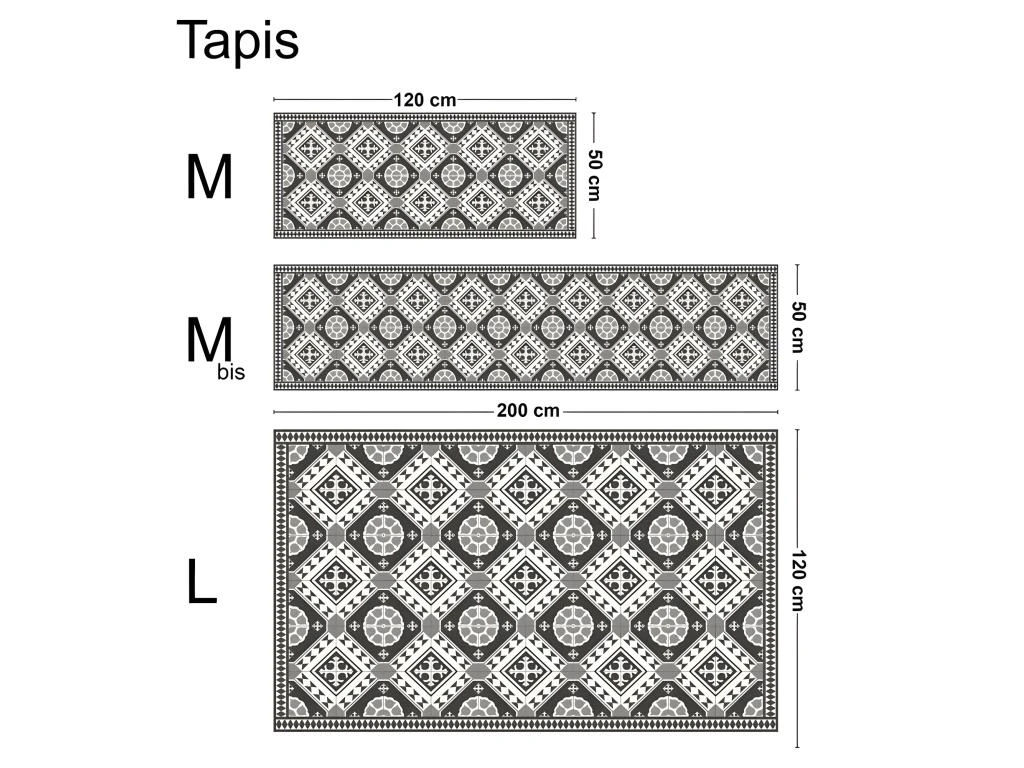 Tapis Vinyle Médium Bis L 50xL200cm - Carreaux De Ciment Faustine Gris - Vinyle 4 Tapis Vinyle Médium Bis L 50xL200cm - Carreaux De Ciment Faustine Gris - Vinyle – Image 4