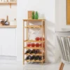 Meuble Range Bouteilles Et Verres Bambou Style Naturel - 16 Bouteilles, 9 Verres - Dim. 47L X 29l X 99H Cm