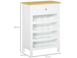 Meuble Range-bouteilles Capacité 16 Bouteilles - Tiroir - Dim. 55L X 30l X 80H Cm - MDF Blanc Aspect Chêne Clair -Herman Miller Magasin accessoire et rangement cuisine 13602253