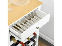 Meuble Range-bouteilles Capacité 16 Bouteilles - Tiroir - Dim. 55L X 30l X 80H Cm - MDF Blanc Aspect Chêne Clair -Herman Miller Magasin accessoire et rangement cuisine 13602257