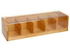 Boîte à Thé 5 Compartiments "Bambou" 36cm Naturel