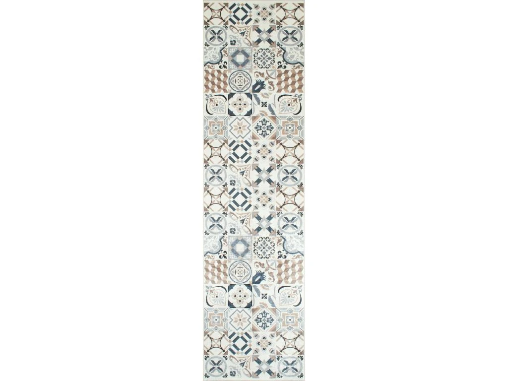 Tapis De Cuisine - Marron - Carreaux De Ciment - 80x300cm 2 Tapis De Cuisine - Marron - Carreaux De Ciment - 80x300cm – Image 2