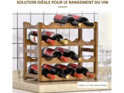 Étagère à Bouteilles Casier à Vin Range Bouteilles Horizontal 4 Niv. 16 Bouteilles Max. Bois De Bambou -Herman Miller Magasin accessoire et rangement cuisine 17554831