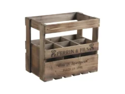 Caisse 6 Bouteilles En Bois Vieilli 33 X 21 X 29 Cm