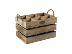 Rangement 6 Bouteilles En Bois Vieilli 32 X 22 X 20-26 Cm