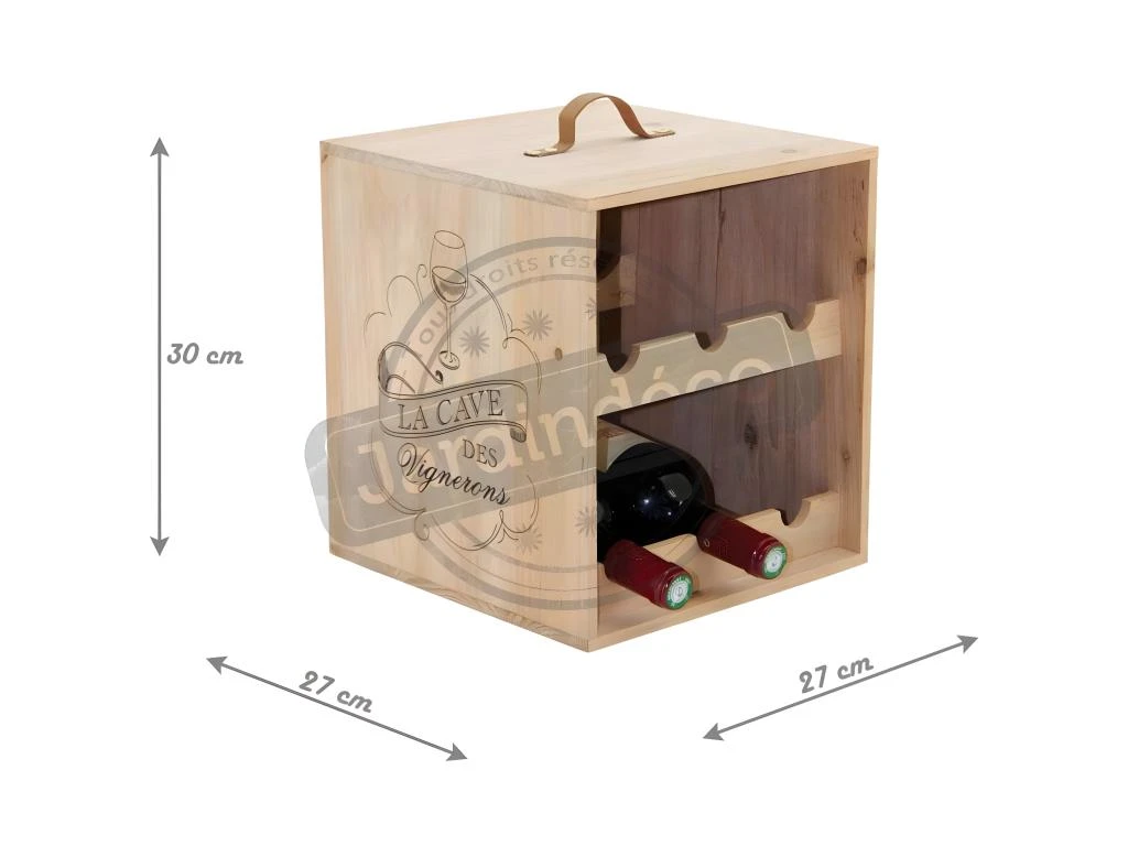 Rangement Pour 6 Bouteilles En Bois 27 X 27 X 30 Cm 2 Rangement Pour 6 Bouteilles En Bois 27 X 27 X 30 Cm – Image 2