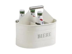 Porte-bouteilles De Bière En Zinc Laqué Ovale 24.5 X 17 X 13 Cm