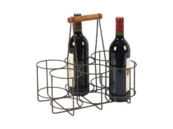 Panier 6 Bouteilles En Métal Vieilli 33 X 23 X 31 Cm