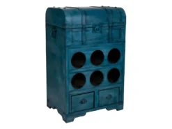 Coffre à 6 Bouteilles Bleu 41x30x64 Cm