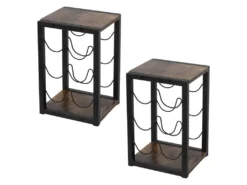 Casier à Vin 6 Bouteilles Porte-verres De Bar Armoire à Vin Noir 24x21x37,5 Cm