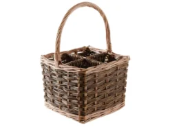 Porte-bouteilles En Osier Brut Carré 4 Bouteilles 25 X 25 X 20 Cm