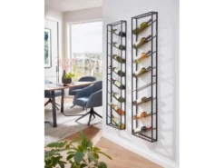 Casier à Vin Mural Métal Noir 36x150x8cm Étagère Porte-bouteilles Étroit -Herman Miller Magasin accessoire et rangement cuisine 22937171