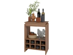 Console - Meuble BAR Châtaignier Rangement 8 Bouteilles FLOAT