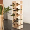 Porte-bouteilles En Bois De Suar - 10 Bouteilles - L. 19 X P. 27 X H. 70 Cm - Naturel - CAGAYAN