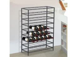 HOMCOM Étagère à Vin Rack Pour Bouteilles Range-bouteilles Capacité 54 Bouteilles Dim. 63L X 25l X 91H Cm Métal Noir