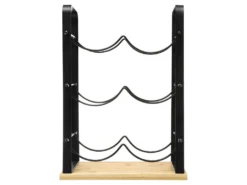 Rack à Bouteilles En Métal Noir Et Bambou Coloris Naturel - Longueur 25,5 X Profondeur 17 X Hauteur 38 Cm -Herman Miller Magasin accessoire et rangement cuisine 9449913