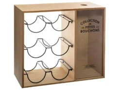 Porte Bouteilles Coloris Beige En Bois / Métal - Longueur 39,7 X Profondeur 15 X Hauteur 35 Cm