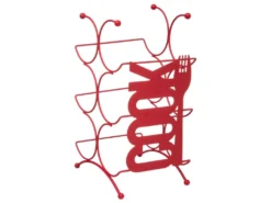 Range Bouteilles En Métal Rouge Capacité 6 Bouteilles H 34.7 Cm