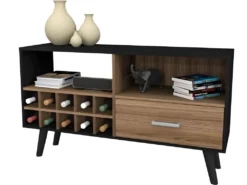 Meuble D'Entrée Range-Bouteilles Châtaignier Noir