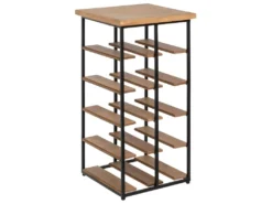 Etagère Porte Bouteilles En Bois Et Métal Noir Capacité 10 Bouteilles H 59 Cm