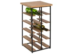 Etagère Porte Bouteilles En Bois Et Métal Noir Capacité 10 Bouteilles H 59 Cm -Herman Miller Magasin accessoire et rangement cuisine 9450065