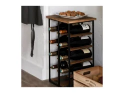 Etagère Porte Bouteilles En Bois Et Métal Noir Capacité 10 Bouteilles H 59 Cm -Herman Miller Magasin accessoire et rangement cuisine 9450067