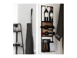 Étagère Murale Porte Bouteilles En Bois Et Métal Noir H 90 Cm -Herman Miller Magasin accessoire et rangement cuisine 9450075