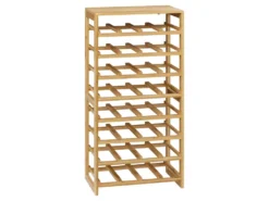 Range-bouteilles, étagère à Bouteilles En Bambou Coloris Naturel - Longueur 45 X Profondeur 24 X Hauteur 89 Cm