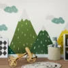 Stickers Muraux Enfants - Décoration Chambre Bébé - Autocollant Sticker Mural Géant Enfant Montagnes Scandinaves ZOUKA - 50x75cm