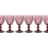 Lot De 6 Verres à Pied En Relief Style Vintage KEITH 25cl - Verre - 8 X 8 X 15,5 Cm - Violet