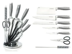 Ensemble Couteaux 7 Pièces + Support Pliant Et Pivotant à 360° Silver/Noir Royalty Line