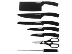 Ensemble De 8 Couteaux Avec Support En Acrylique - Marbre Noir