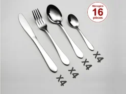 Ménagère 16 Pièces En Inox TRADI - Finition Miroir - Couleur Argent