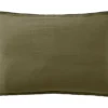 Taie D'oreiller Carrée 50x70 Cm En Lin Lavé Olive - Linge De Lit Taie D’oreiller Premium 100 % Lin Lavé