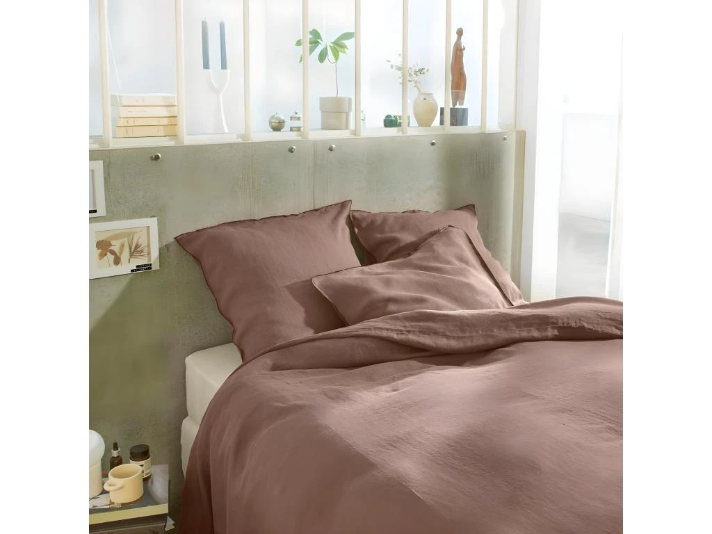 Housse De Couette 240x260 Cm + 2 Taies D'oreiller 65x65 Cm En Lin Français Lavé Nougat 2 Housse De Couette 240x260 Cm + 2 Taies D'oreiller 65x65 Cm En Lin Français Lavé Nougat – Image 2
