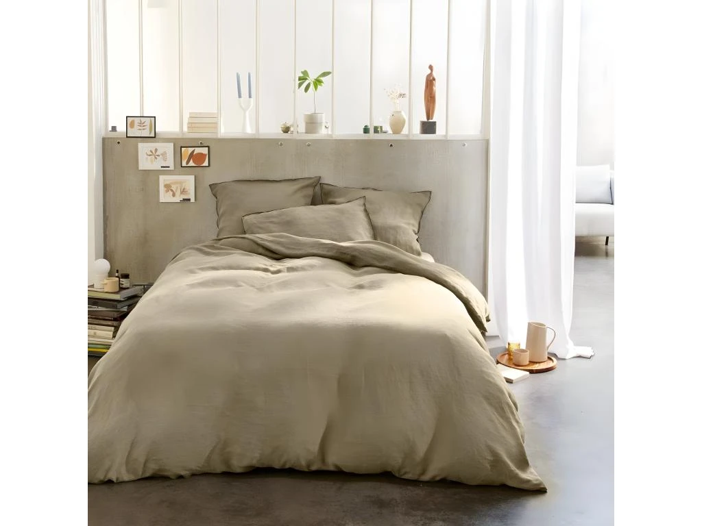 Housse De Couette 220x240 Cm + 2 Taies D'oreiller 65x65 Cm En Lin Français Lavé Latte 3 Housse De Couette 220x240 Cm + 2 Taies D'oreiller 65x65 Cm En Lin Français Lavé Latte – Image 3