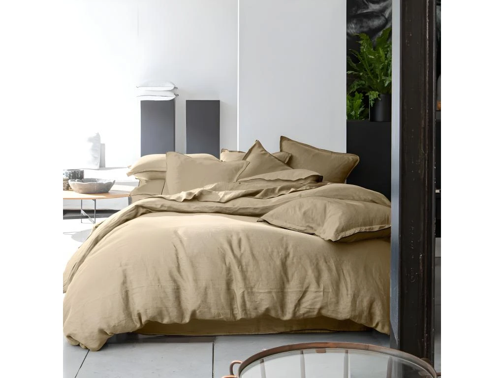 Housse De Couette 220x240 Cm + 2 Taies D'oreiller 65x65 Cm En Lin Français Lavé Latte 4 Housse De Couette 220x240 Cm + 2 Taies D'oreiller 65x65 Cm En Lin Français Lavé Latte – Image 4