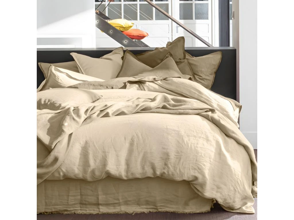 Housse De Couette 220x240 Cm + 2 Taies D'oreiller 65x65 Cm En Lin Français Lavé Latte 5 Housse De Couette 220x240 Cm + 2 Taies D'oreiller 65x65 Cm En Lin Français Lavé Latte – Image 5