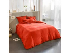Housse De Couette 240x260 Cm + 2 Taies D'oreiller 65x65 Cm En Lin Français Lavé Flamme