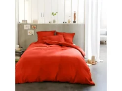 Housse De Couette 240x260 Cm + 2 Taies D'oreiller 65x65 Cm En Lin Français Lavé Flamme -Herman Miller Magasin linge de lit 10749325