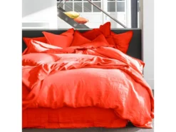 Housse De Couette 240x260 Cm + 2 Taies D'oreiller 65x65 Cm En Lin Français Lavé Flamme -Herman Miller Magasin linge de lit 10749329