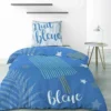 Housse De Couette 140x200 Cm + 1 Taie D'oreiller 65x65 Cm 100% Coton 47 Fils Nuit Bleue