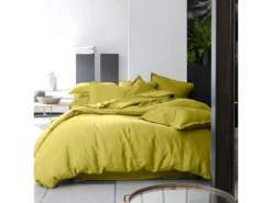 Housse De Couette 220x240 Cm + 2 Taies D'oreiller 65x65 Cm En Lin Français Lavé Poire