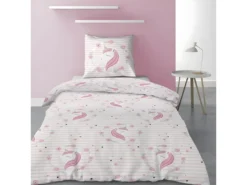 Housse De Couette 140x200 Cm + 1 Taie D'oreiller 100% Coton 57 Fils Rina